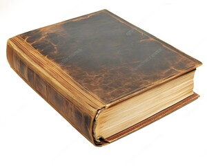 Obraz premium Antique Leather Bound Book, Vintage Textured Cover, Old Book, Aged Pages, History Book