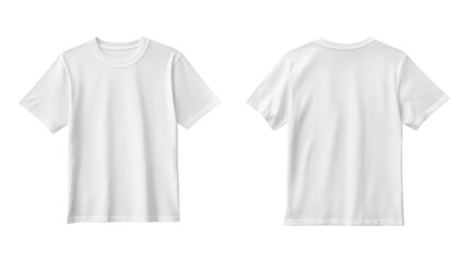 Plain white t-shirts mockup front and back for design showcasing and branding purposes on transparent background