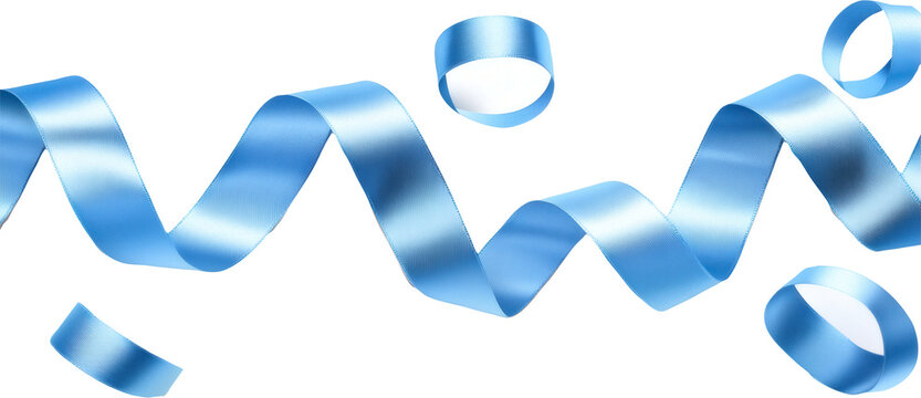 Light Blue Ribbon Streamer on transparent Background