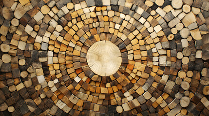 Rustic Harmony: The Artful Symmetry and Warmth of a Neatly Stacked Firewood Pile