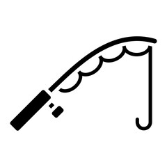 Fishing rod glyph solid icon