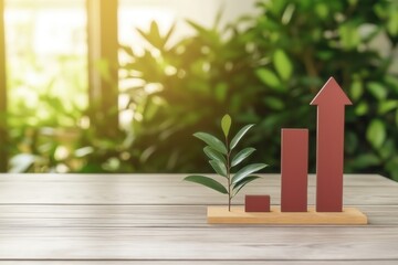 Global business growth analysis with investment chart showcasing upward trends in a modern office environment