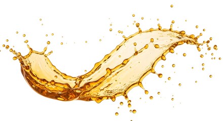 Liquid Splashing with Golden Color on White Background