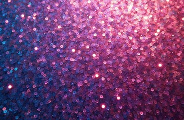 Abstract background of shiny, sparkling sequins. Glittering sequins create shimmering surface. Purple, pink, blue colors. Festive backdrop for occasion. Perfect design element for holidays,