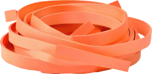 Orange coiled strips on transparent background