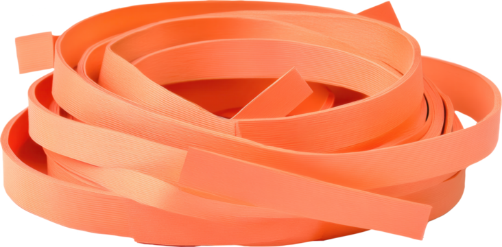 Orange coiled strips on transparent background