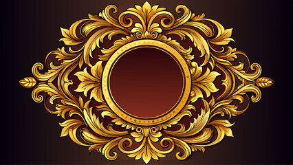 Golden Circular Frame: A luxurious, vintage-style golden circular frame, its ornate detailing and classic design evoking a sense of timeless elegance.