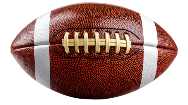 Football with Details: The high-angle shot offers a captivating view of a classic football. The meticulous stitching and texture invite the viewer's attention.