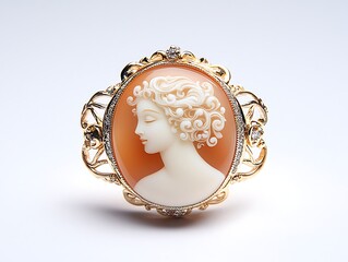 Woman Cameo Brooch Closeup