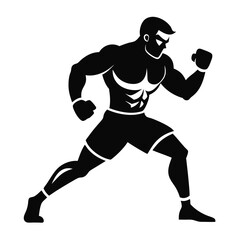Naklejka premium Vector style boxer in southpaw stance silhouette vector ilustration