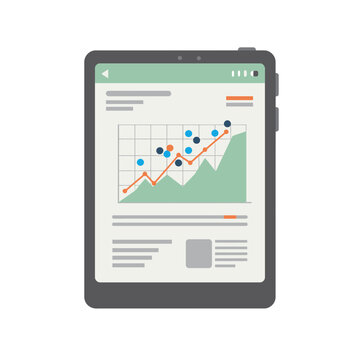 Data Visualization Tablet Displaying Scatter Plot and Trends  