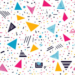 Explore a vibrant s geometric seamless pattern, perfect for adding a pop of color to any clean background.