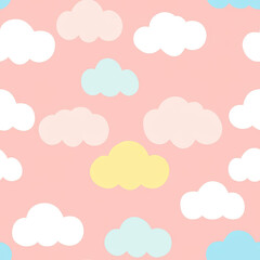 Explore a vibrant fabric design featuring seamless patterns with clouds, perfect for trendy apparel and eyecatching home decor.