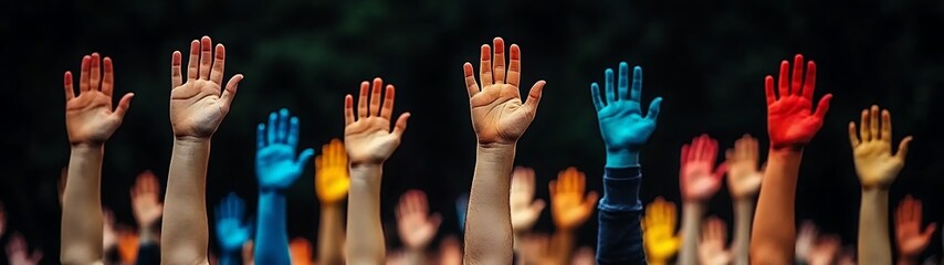 Hands Raised in Agreement, Crowd Participation