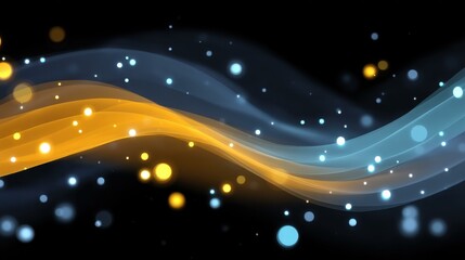 Stunning blue and yellow neon background with bokeh lights, perfect for tech and data transfer themes.