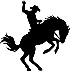 Rodeo cowboy riding horse silhouette isolated illustration image decal design file download