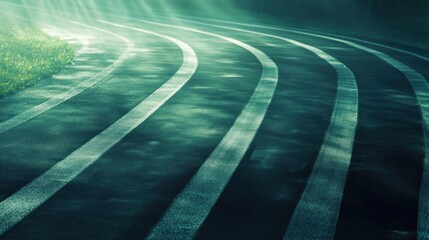 Illuminated running track lines, ready for athletic competition or training