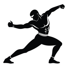 Vector silhouette of a boxer throwing a right hook 