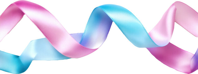 Pastel ribbon swirls on transparent background