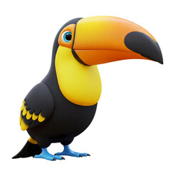 Naklejka premium Colorful Toucan Bird with Large Beak Perched
