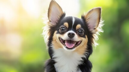Portrait of a smiling Chihuahua in natural sunlight
