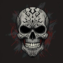 skull on black background