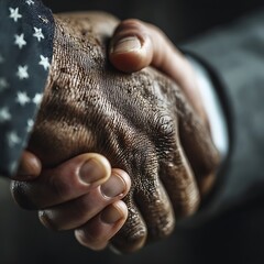 Obraz premium Hands shaking with dirty, and business deal.