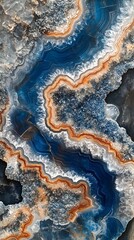 Obraz premium Blue Agate Geode Cross-Section with Banded Structure
