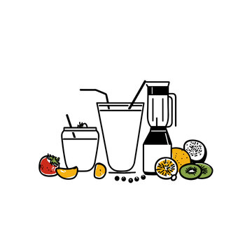 smoothie ingredients black line art clip art preview