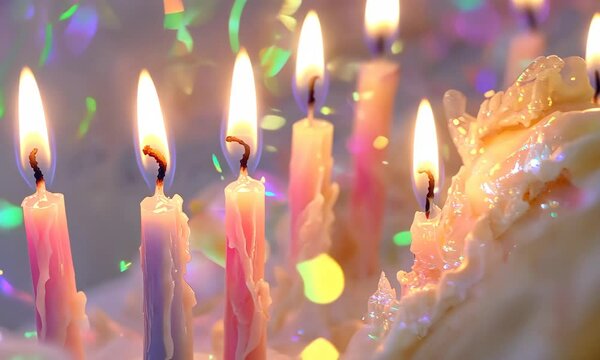 Dreamy Dripping Candles with Pastel Bokeh and Melting Wax in Soft Magical Light