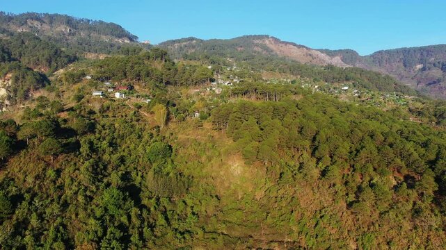 The town of Bontoc in the heart of the mountains, in Asia, in the Philippines, in Ifugao, in Luzon, towards Banaue, in summer, on a sunny day.&nbsp;