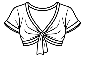 Obraz premium Short Sleeve Crop Top Vector Featuring Tied Knot Style