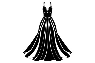 Chic Flowing Maxi Dress Vector with Strappy Top and Ruffled Skirt