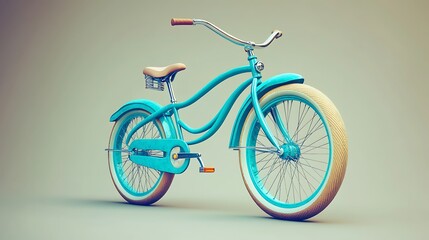 Fototapeta premium Teal Retro Cruiser Bike Studio Shot