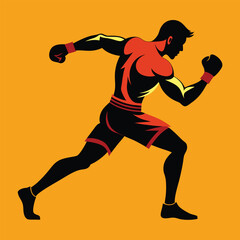 Side profile silhouette of a boxer throwing a punch vector illustration