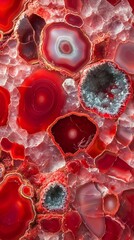 Polished Red Agate with Concentric and Crystalline Structures