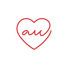 Heart and lowercase Letter AW Logo Design 001