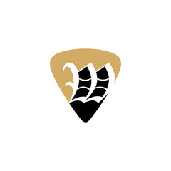 Guitar Pick And Negative Space Letter W Logo Design 001