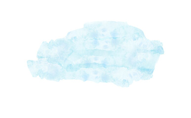 Abstract watercolor background in soft blue tones. Hand painted stain isolated on white background.  Artistic illustration used as an element in the decorative design.
