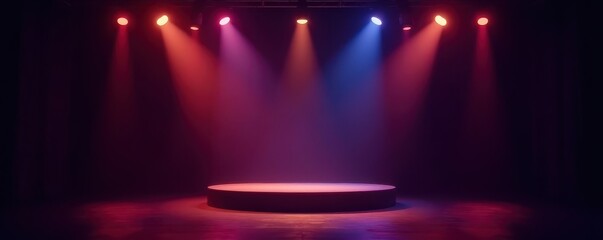 Stage spotlight loop animation, isolated on black background, club, circle