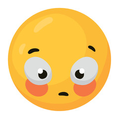 Fototapeta premium 3D Vector Emoji with Shy Expression and Blushing Cheeks, Cute and Innocent Yellow Face for Embarrassment or Bashfulness Emoticon