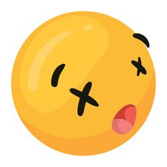 Obraz premium 3D Vector Emoji with Dizzy Expression, Cartoon Yellow Face with X Eyes and Open Mouth Representing Exhaustion or Knocked-Out Emotion