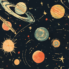 A collection of seamless mystical patterns featuring magical objects, vintage books, potions, tarot cards, celestial skies, and golden suns. Perfect for witchcraft, fantasy, and boho designs.