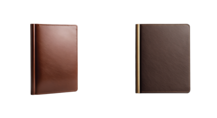 Elegant leather notebooks with detailed stitched edges and smooth textured covers
