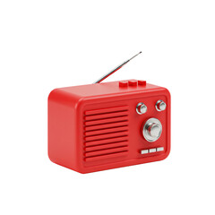 Retro Red Radio Broadcast Receiver A Classic Vintage Style Radio with Antenna Perfect for Nostalgia and Music Themes