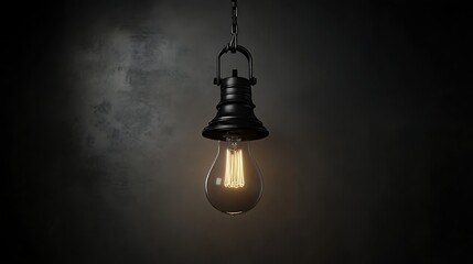 Obraz premium Dark room pendant light glows
