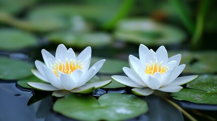 White Lilies on Pond