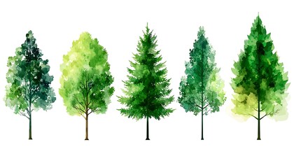 Watercolor Forest Trees Illustration