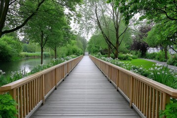 A natural park boardwalk with diverse birdlife and plant species