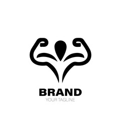 Muscle Logo. Muscle Logo Design. Muscle Logo Brand. Muscle Logo Vector Design Isolated on White Background